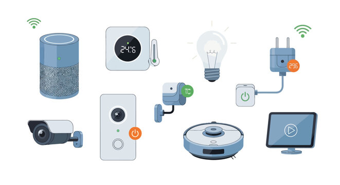 Smart Home Devices And Gadgets In Modern Setup.