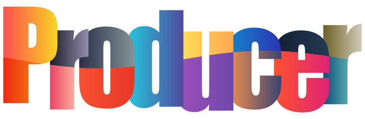 Colorful Gradient Text Logo Design Featuring Producer Word Isolated Style © Sjsgujh