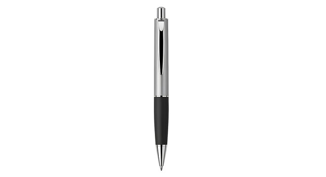 Modern sleek black and silver pen with a click mechanism