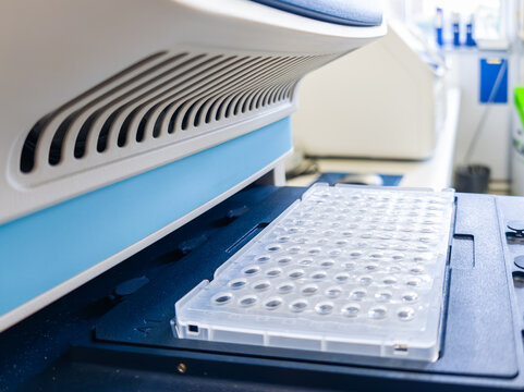 Brussels, Belgium. Close-up of real-time PCR machine design and ventilation system