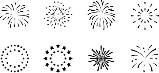 Fire works icon set. Event thin line icon, confetti, decoration, fireworks, celebration, and party. Vector illustration ! © ᗰᗩᐯI'S
