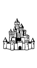 Fototapeta premium Fantasy medieval castle illustration drawing.