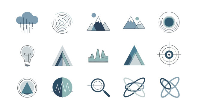 Abstract Science and Technology Icon Set.