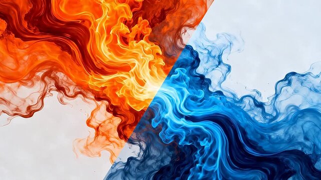 Abstract swirling fire and water