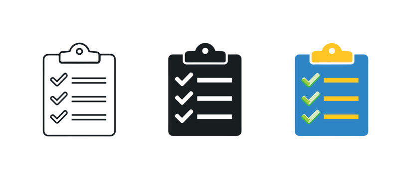 Work efficiency concept illustrated by matching task checklist icons aligned horizontally with identical clipboard outline and