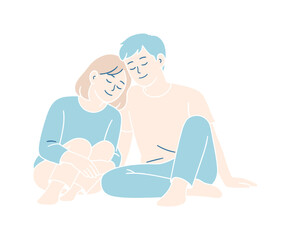 Fototapeta premium Couple enjoying shared silence together in calm everyday setting, two people sitting close with relaxed posture and peaceful