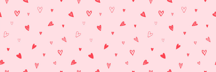 Love, Romantic Valentine Hearts, Web banner, Seamless pattern, decorative texture © LeonART