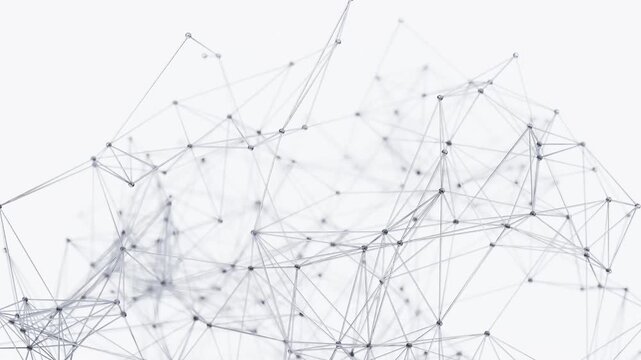 Slow drifting connected node network lines abstract plexus white