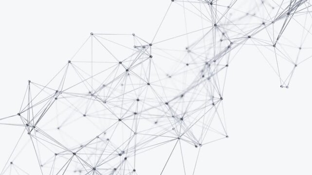 Slow drifting abstract polygon network lines and nodes on white
