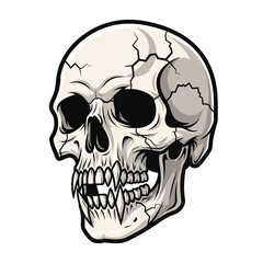 Obraz premium Cracked human skull with sharp teeth, horror, scary, gothic, dark art