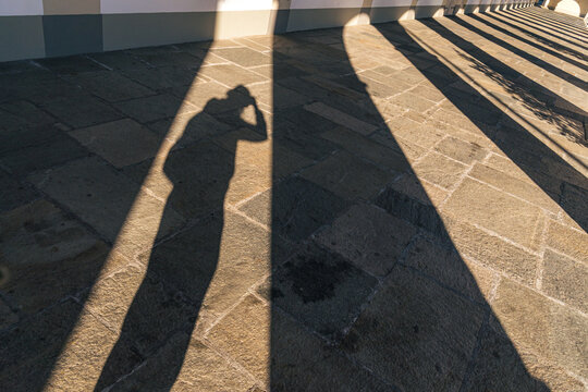 Morning Shadows Cast on Italian Stone Walkway