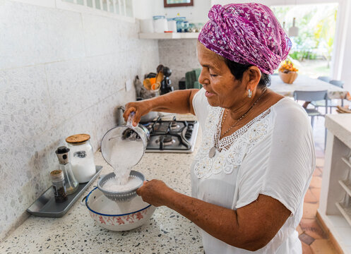 Traditional Caribbean cooking in a tropical kitchen
