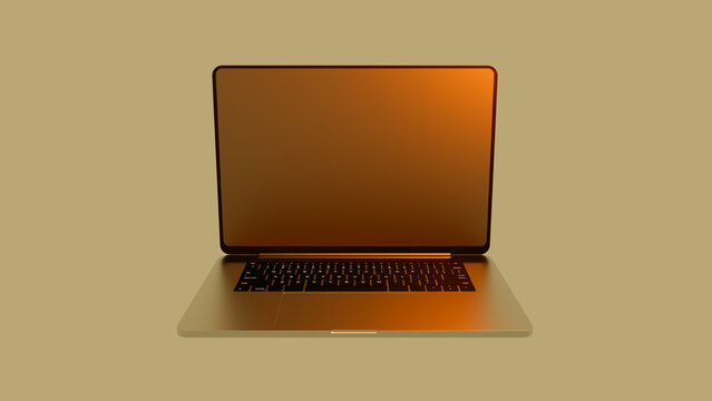 Minimalist design of laptop with plain keyboard and screen view