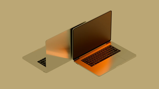 Minimalist laptop design showing keyboard and screen in simple setup