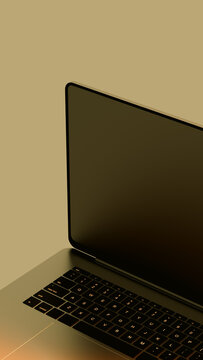 Minimalist design of laptop with plain keyboard and screen view