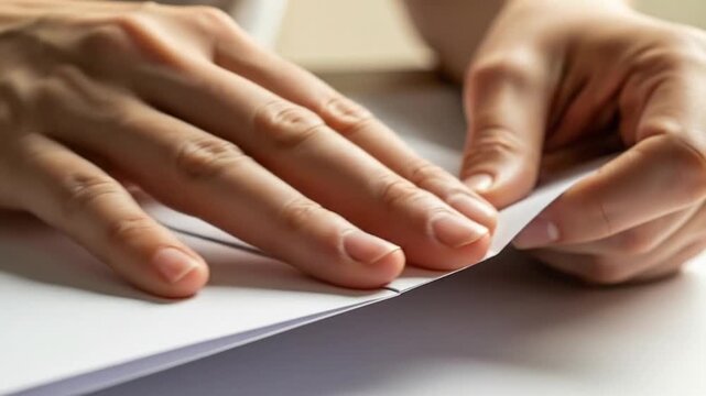 Hands Folding Paper - A Close-Up Look at Precision.