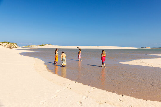 family exploring  Bazaruto island off coast of Vilankulos, Mozambique, Africa