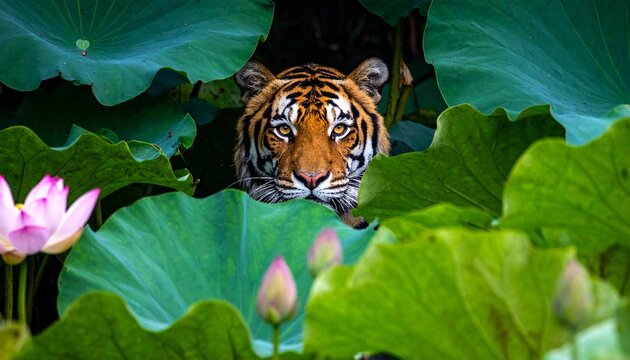 Close up detailed cinematic of a isolated Tiger in colourful nature Landscape, beautiful animal wildlife wallpaper background concept 