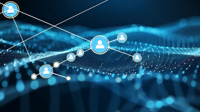 Global network of interconnected individuals visualized in abstract digital landscape