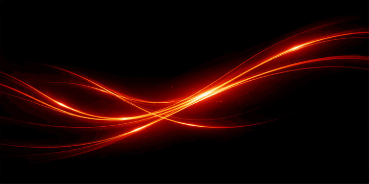 Dynamic abstract red fire wave design with glowing neon lines and fractal energy patterns on a black backdrop creating a motion effect wallpaper illustration