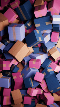 Colorful Chaotic Display of Boxes in Various Sizes and Shapes