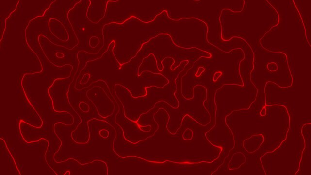 Abstract red fluid contour lines background, glowing organic topographic pattern texture design
