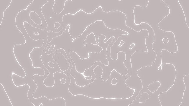 Abstract light gray organic topographical lines glowing white moving ripples seamless motion loop