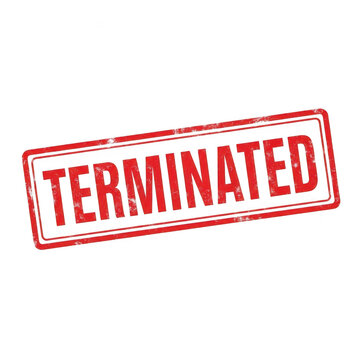 Red terminated stamp with bold text on plain background