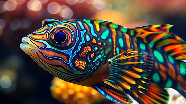 Vibrant, multicolored fish with intricate patterns