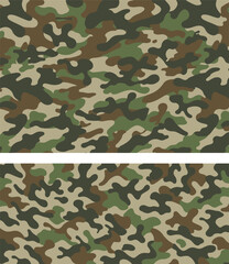 Fototapeta premium Seamless military camouflage pattern, green army texture background with repeating soldier camo print