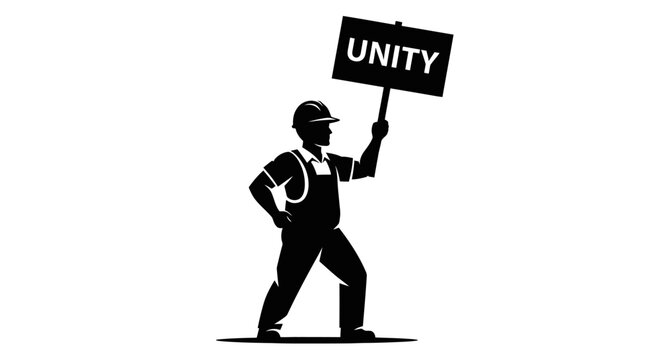 Black silhouette protester, unity sign, activist icon, social movement symbol