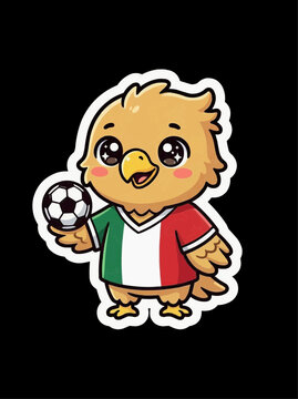 Golden Eagle Soccer Kawaii Sticker Mexico Jersey Cute Chibi Black Background