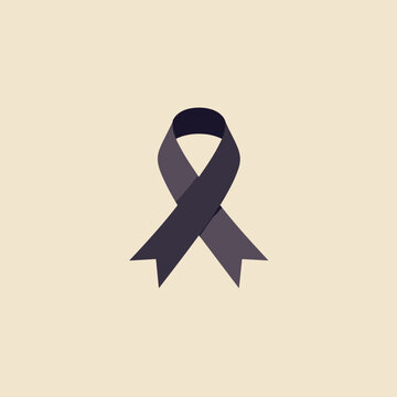 A minimalist deep violet awareness ribbon is centered on a light beige background. The symbolic scene represents specific health causes, support, and hope, with copy space