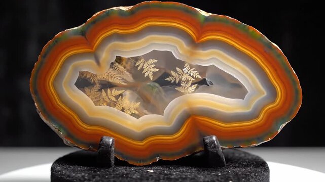 Agate geode specimen showing intricate natural patterns