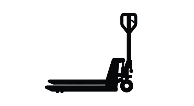 Black silhouette of a pallet jack used for material handling silhouette