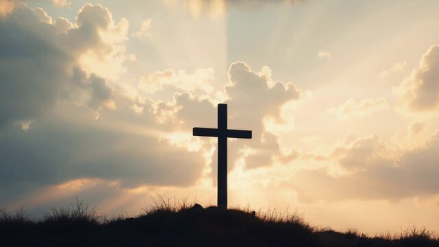 Dawn outline view. Sunrise casting golden hue over calm and serene landscape