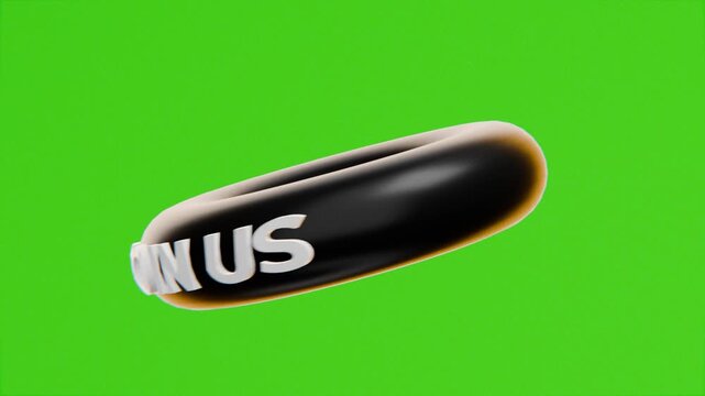 animated text on a doughnut shape saying join us, on green screen background. Recruitment, employment