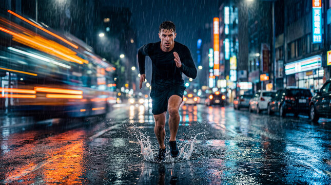 Corredor en la lluvia