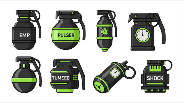 Advanced Tactical Explosives Pack - Futuristic Grenades, Flashbangs, and Poison Gas Cannisters for Sci-Fi Combat Games