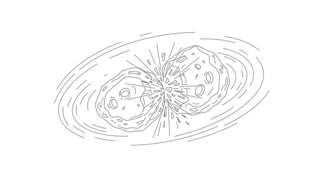 Asteroid Collision, Space Debris, Cosmic Impact, Illustration