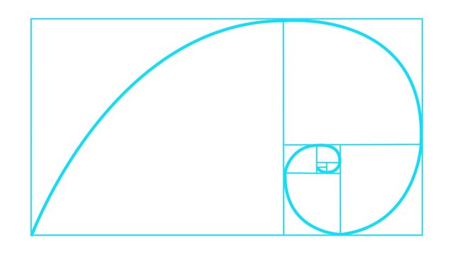 line animation of golden ratio Fibonacci sequence golden number.Golden ratio transparent video .4k motion video animation.