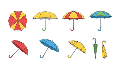 Obraz premium Set of colorful umbrellas vector illustration isolated on white background