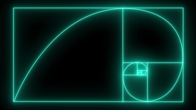 line animation of golden ratio Fibonacci sequence golden number.Golden ratio transparent video .4k motion video animation.