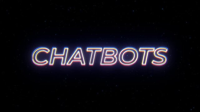 Chatbots Neon Sign Text with Classic Retro Theme