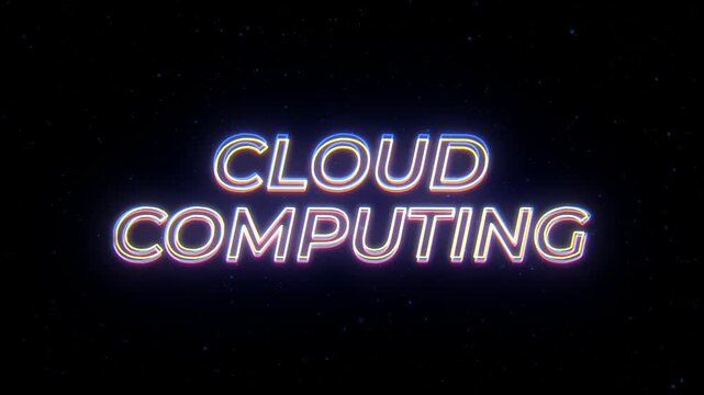 Cloud Computing Neon Sign Text with Classic Retro Theme