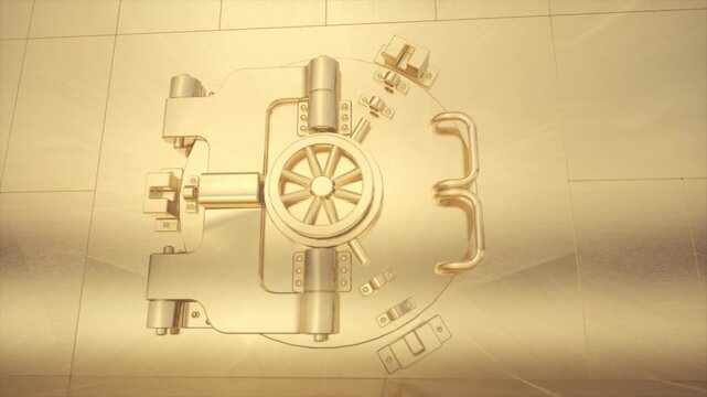 Luxury Safe Deposit Vault Door With Metallic Locking System Close Up