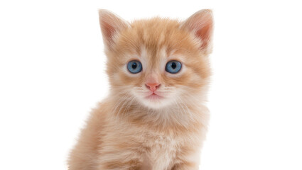 Adorable ginger tabby kitten with bright blue eyes, isolated on transparent background © Sofix