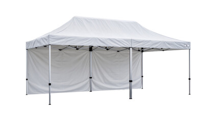 White pop-up canopy tent with metal frame, isolated on transparent background © Sofix