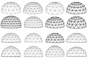 Geometric domes arranged in a grid on a white background © SreeDulal