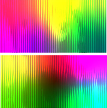 Abstract vibrant color gradient backgrounds with wavy vertical lines displayed in duplicate